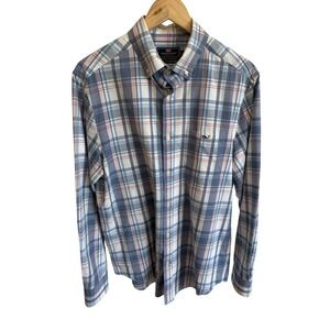 Vineyard Vines PERFORMANCE Men's Medium Blue Plaid Classic Fit Tucker Shirt